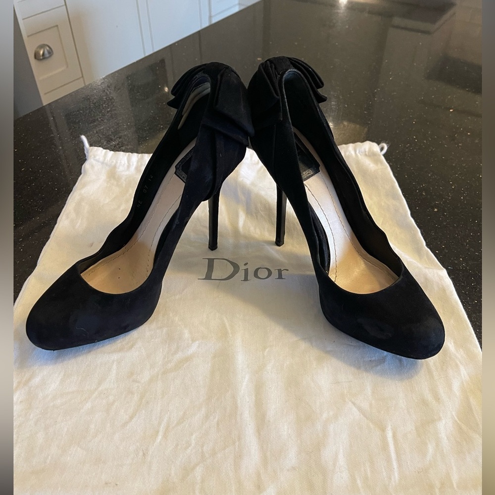 Dior suede bow tie heels